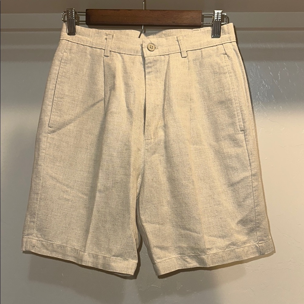 Dockers Cream Flat Front Shorts Tailored Casual Style